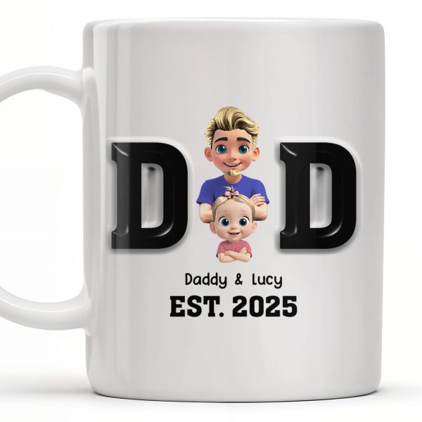 Daddy And Baby, Cartoon Characters - Personalized Custom Coffee Mug - DAD121_MG Daddy And Baby, Cartoon Characters - Personalized Custom Coffee Mug - DAD121_MG