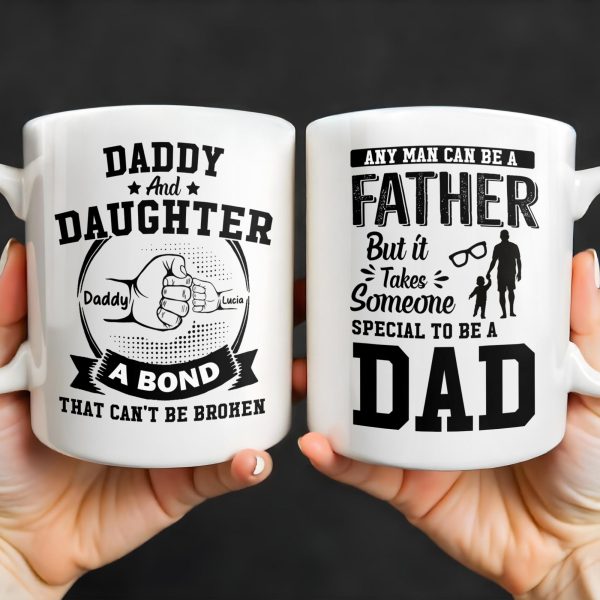Daddy And Daughter Bond, Special Dad Silhouettes - Personalized Custom Coffee Mug - DAD138_MG Daddy And Daughter Bond, Special Dad Silhouettes - Personalized Custom Coffee Mug - DAD138_MG