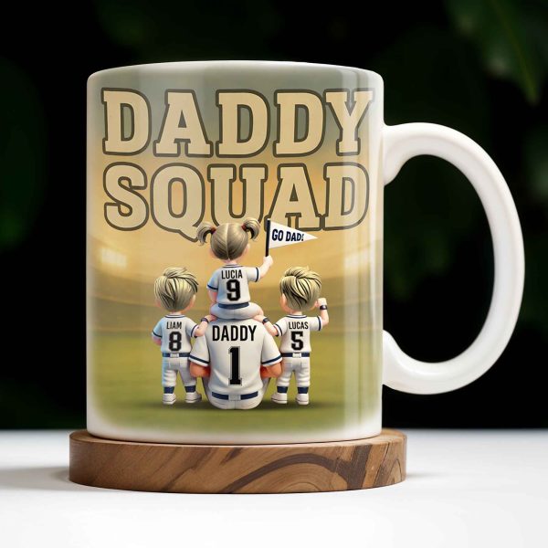Daddy Squad Go Dad With Children in Soccer Jerseys - Personalized Custom Coffee Mug - DAD229_MG
