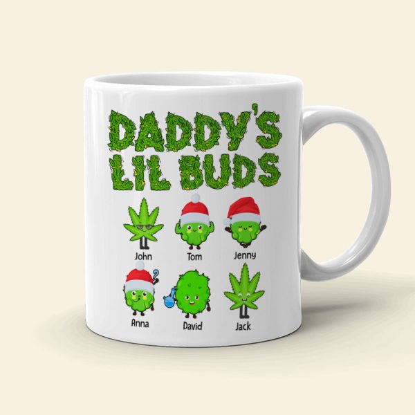 Daddy's Lil Buds Personalized Weed Family Mug, Christmas Tree Decor Daddy's Lil Buds Personalized Weed Family Mug, Christmas Tree Decor