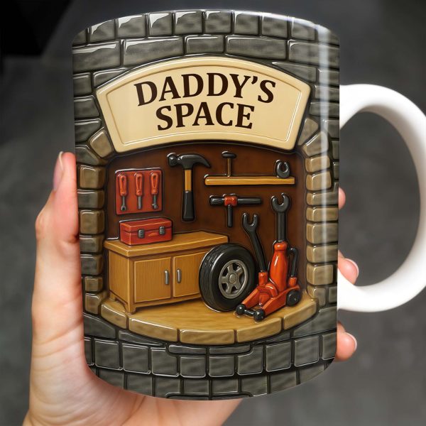 Daddy's Space, Garage and Tools Design - Personalized Custom Coffee Mug - DAD069_MG Daddy's Space, Garage and Tools Design - Personalized Custom Coffee Mug - DAD069_MG