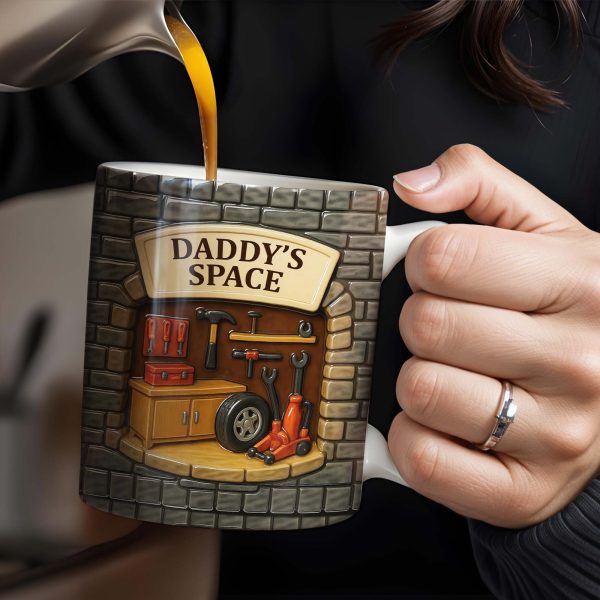 Daddy's Space, Garage and Tools Design - Personalized Custom Coffee Mug - DAD069_MG Daddy's Space, Garage and Tools Design - Personalized Custom Coffee Mug - DAD069_MG