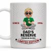 Dad's Reserve Premium Blend Limited Edition, Cartoon of Dad and Wine Glass - Personalized Custom Coffee Mug - DAD071_MG