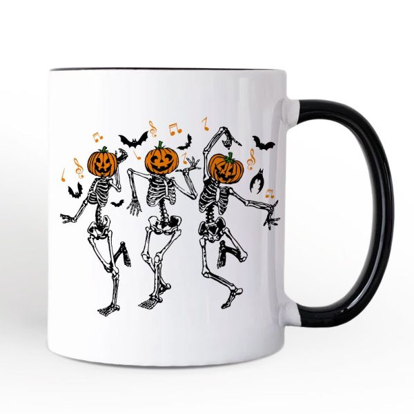 Dancing Skeletons with Pumpkin Head Personalized Mug, Dry Bones Come Alive Halloween Fun Gift with Custom Name Dancing Skeletons with Pumpkin Head Personalized Mug, Dry Bones Come Alive Halloween Fun Gift with Custom Name