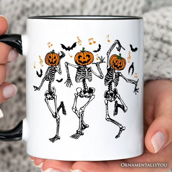 Dancing Skeletons with Pumpkin Head Personalized Mug, Dry Bones Come Alive Halloween Fun Gift with Custom Name Dancing Skeletons with Pumpkin Head Personalized Mug, Dry Bones Come Alive Halloween Fun Gift with Custom Name