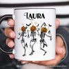Dancing Skeletons with Pumpkin Head Personalized Mug, Dry Bones Come Alive Halloween Fun Gift with Custom Name Dancing Skeletons with Pumpkin Head Personalized Mug, Dry Bones Come Alive Halloween Fun Gift with Custom Name