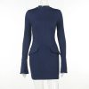 Dark Blue Long Sleeve Bodycon Mini Dress Dark Blue Long Sleeve Bodycon Mini Dress