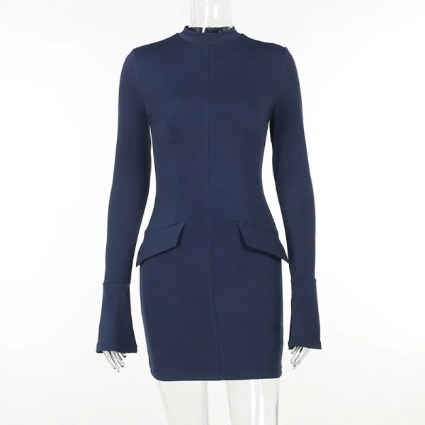 Dark Blue Long Sleeve Bodycon Mini Dress Dark Blue Long Sleeve Bodycon Mini Dress