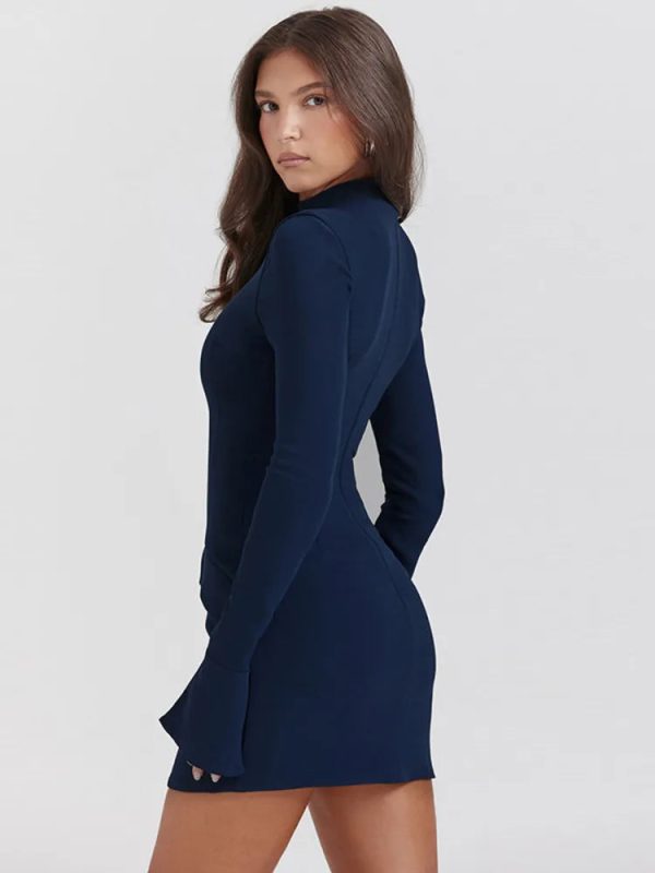 Dark Blue Long Sleeve Bodycon Mini Dress Dark Blue Long Sleeve Bodycon Mini Dress