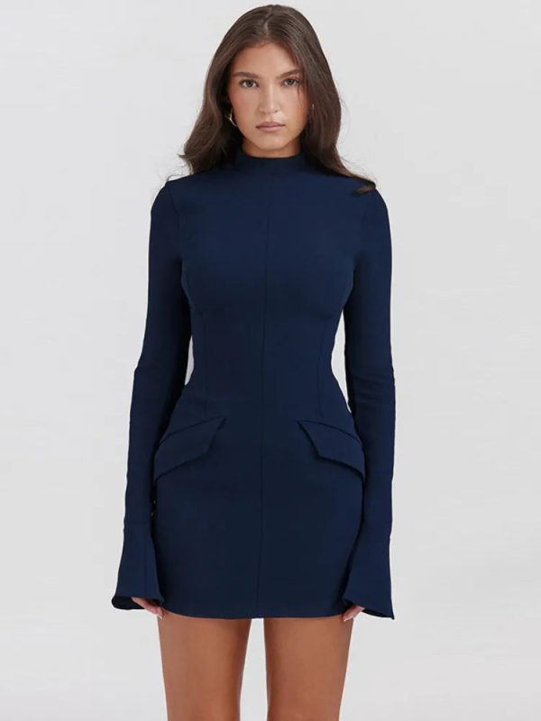Dark Blue Long Sleeve Bodycon Mini Dress Dark Blue Long Sleeve Bodycon Mini Dress