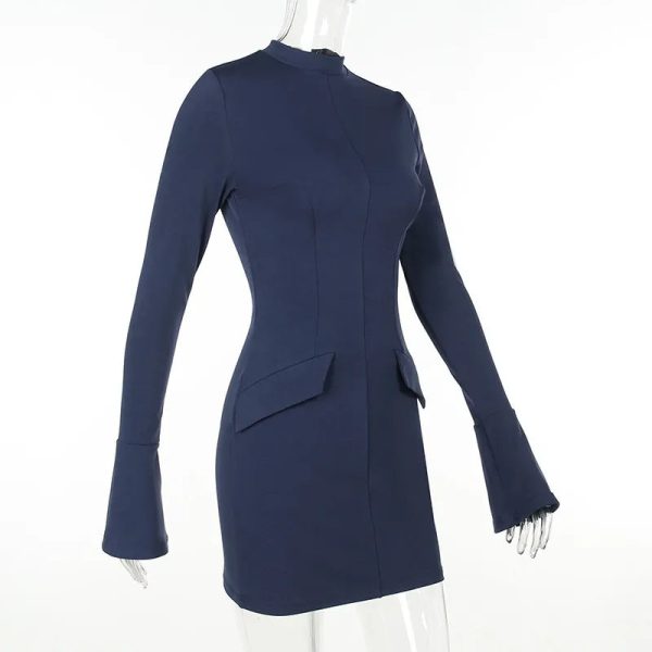 Dark Blue Long Sleeve Bodycon Mini Dress Dark Blue Long Sleeve Bodycon Mini Dress