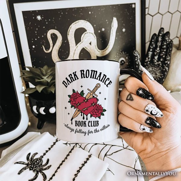 Dark Romance Book Club Personalized Mug, Vintage Gothic Romantasy Bookish Gift with Custom Name Dark Romance Book Club Personalized Mug, Vintage Gothic Romantasy Bookish Gift with Custom Name