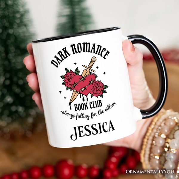 Dark Romance Book Club Personalized Mug, Vintage Gothic Romantasy Bookish Gift with Custom Name Dark Romance Book Club Personalized Mug, Vintage Gothic Romantasy Bookish Gift with Custom Name