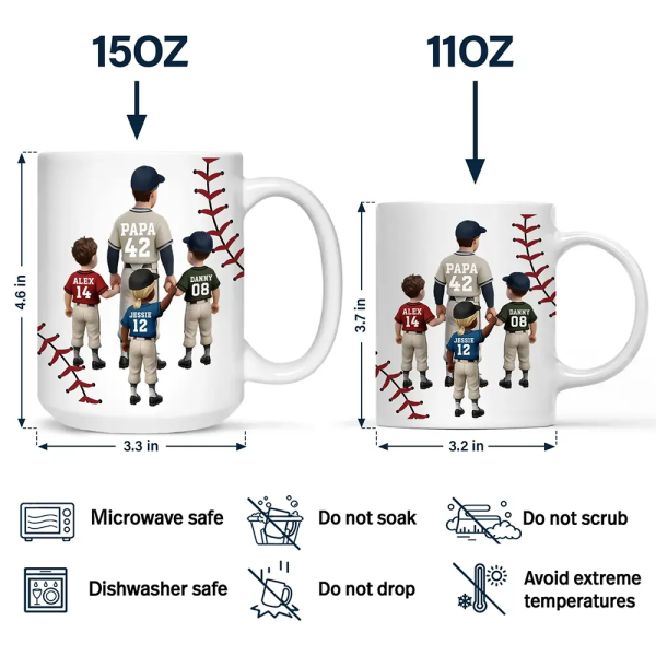 Dear Dad Thank You For Teaching Me Play Baseball - Personalized Mug Dear Dad Thank You For Teaching Me Play Baseball - Personalized Mug