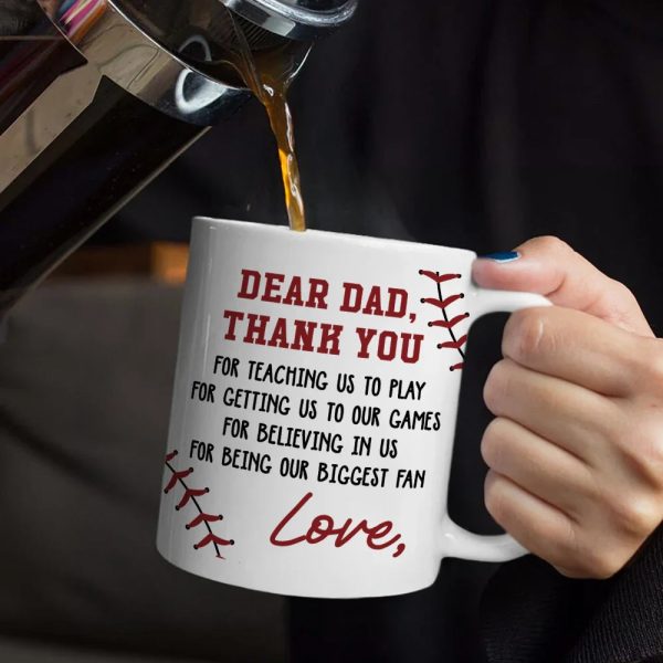 Dear Dad Thank You For Teaching Me Play Baseball - Personalized Mug Dear Dad Thank You For Teaching Me Play Baseball - Personalized Mug