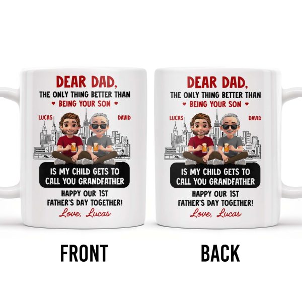 Dear Dad, The Only Thing Better Than Being Your Son, Cartoon Characters and City Skyline - Personalized Custom Coffee Mug - DAD106_MG Dear Dad, The Only Thing Better Than Being Your Son, Cartoon Characters and City Skyline - Personalized Custom Coffee Mug - DAD106_MG