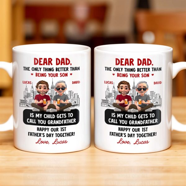 Dear Dad, The Only Thing Better Than Being Your Son, Cartoon Characters and City Skyline - Personalized Custom Coffee Mug - DAD106_MG Dear Dad, The Only Thing Better Than Being Your Son, Cartoon Characters and City Skyline - Personalized Custom Coffee Mug - DAD106_MG
