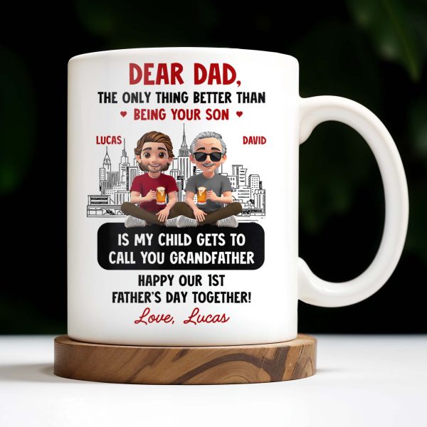 Dear Dad, The Only Thing Better Than Being Your Son, Cartoon Characters and City Skyline - Personalized Custom Coffee Mug - DAD106_MG Dear Dad, The Only Thing Better Than Being Your Son, Cartoon Characters and City Skyline - Personalized Custom Coffee Mug - DAD106_MG