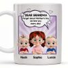 Dear Grandma, Forget About Mother's Day, We Love You Every Day, Cartoon Children and Heart Speech Bubble - Personalized Custom Coffee Mug - GRM065_MG Dear Grandma, Forget About Mother's Day, We Love You Every Day, Cartoon Children and Heart Speech Bubble - Personalized Custom Coffee Mug - GRM065_MG