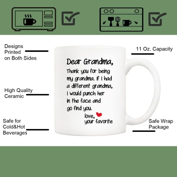 Dear Grandma Thanks for Being Funny Coffee Mug, Gift for Grandma from Grandson Granddaughter, Birthday Mother's Day Gift Dear Grandma Thanks for Being Funny Coffee Mug, Gift for Grandma from Grandson Granddaughter, Birthday Mother's Day Gift