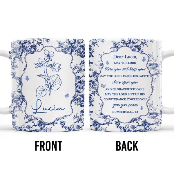 Dear Lucia, May The Lord Bless You And Keep You, Flowers And Religious Text - Personalized Custom Coffee Mug - FTH056_MG Dear Lucia, May The Lord Bless You And Keep You, Flowers And Religious Text - Personalized Custom Coffee Mug - FTH056_MG