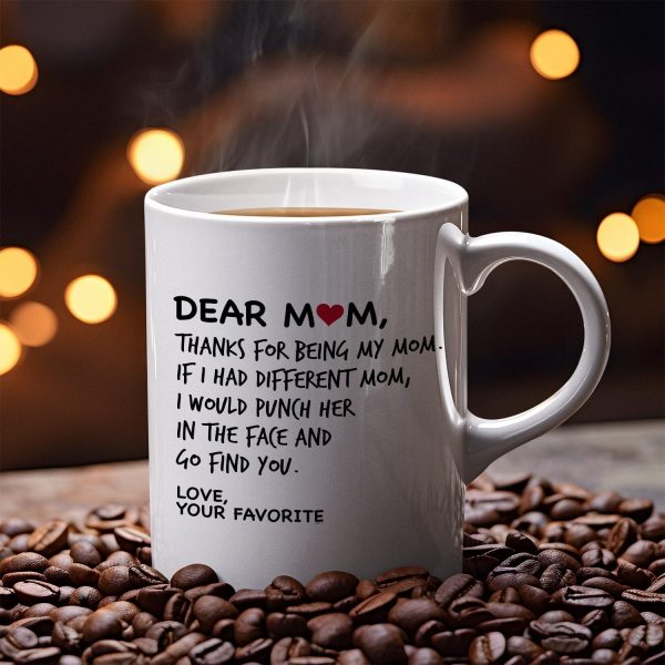Dear Mom Coffee Mug Funny Gift for Mom from Daughter Son Kids Husband, Mothers Day Birthday Gift for Mom