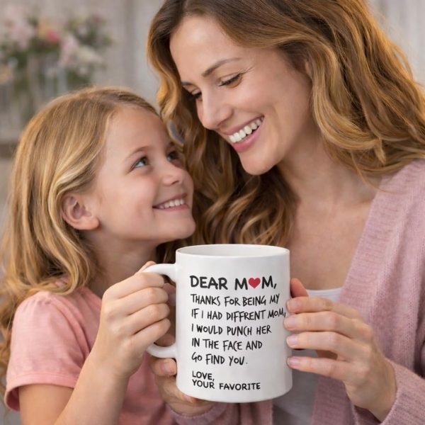 Dear Mom Coffee Mug Funny Gift for Mom from Daughter Son Kids Husband, Mothers Day Birthday Gift for Mom