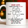 Dear Wife Thanks For Being My Wife, Stick Figures And Hearts - Personalized Custom Coffee Mug - WIF059_MG Dear Wife Thanks For Being My Wife, Stick Figures And Hearts - Personalized Custom Coffee Mug - WIF059_MG