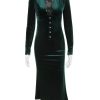 Deep Neck Velvet Long Sleeve Bodycon Midi Dress Deep Neck Velvet Long Sleeve Bodycon Midi Dress