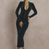 Deep Neck Velvet Long Sleeve Bodycon Midi Dress Deep Neck Velvet Long Sleeve Bodycon Midi Dress