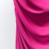 Deeppink Draped Neck Thin Double Straps Midi Dress Deeppink Draped Neck Thin Double Straps Midi Dress