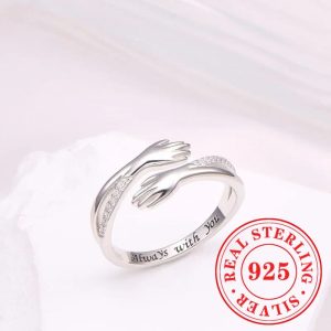 Delicate Adjustable 925 Sterling Silver Ring with Cubic Zirconia