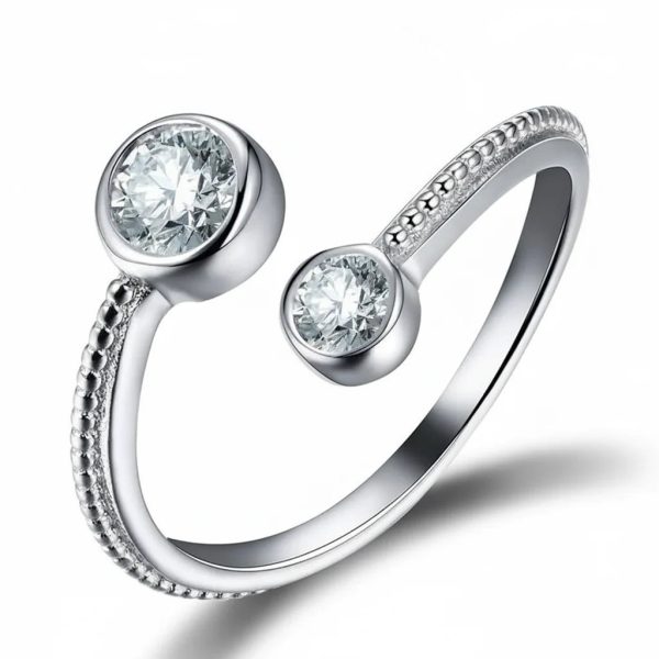 Delicate Adjustable 925 Sterling Silver Ring with Cubic Zirconia Delicate Adjustable 925 Sterling Silver Ring with Cubic Zirconia