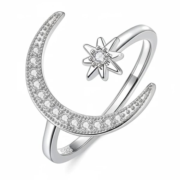 Delicate Adjustable 925 Sterling Silver Ring with Cubic Zirconia Delicate Adjustable 925 Sterling Silver Ring with Cubic Zirconia