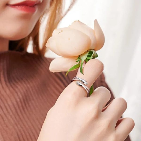 Delicate Adjustable 925 Sterling Silver Ring with Cubic Zirconia Delicate Adjustable 925 Sterling Silver Ring with Cubic Zirconia