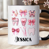 Dental Squad Coquette Personalized Mug, Pink Teeth Dentist Life Bow Gift with Custom Name Dental Squad Coquette Personalized Mug, Pink Teeth Dentist Life Bow Gift with Custom Name