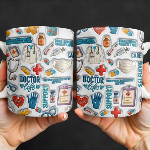 Devotion And Care, Comfort And Hope, Medical Icons - Personalized Custom Coffee Mug - DOC029_MG Devotion And Care, Comfort And Hope, Medical Icons - Personalized Custom Coffee Mug - DOC029_MG