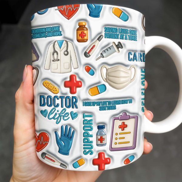 Devotion And Care, Comfort And Hope, Medical Icons - Personalized Custom Coffee Mug - DOC029_MG Devotion And Care, Comfort And Hope, Medical Icons - Personalized Custom Coffee Mug - DOC029_MG