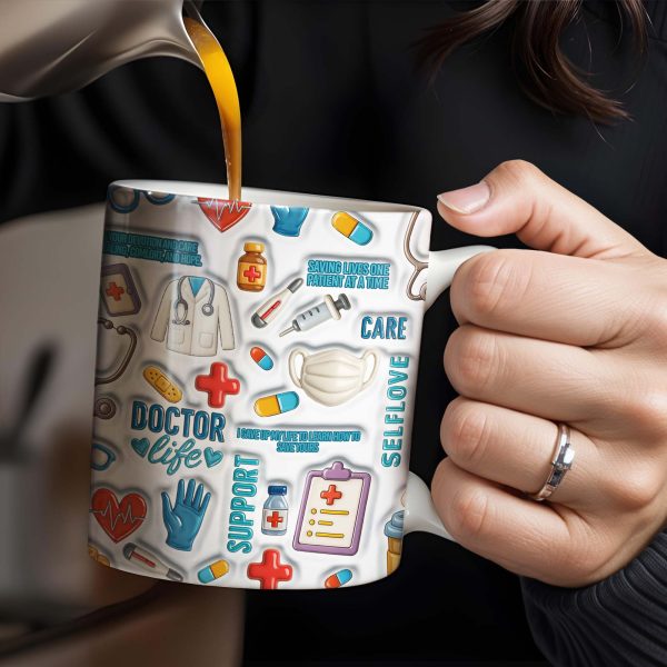 Devotion And Care, Comfort And Hope, Medical Icons - Personalized Custom Coffee Mug - DOC029_MG Devotion And Care, Comfort And Hope, Medical Icons - Personalized Custom Coffee Mug - DOC029_MG