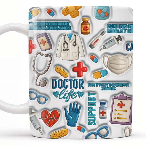 Devotion And Care, Comfort And Hope, Medical Icons - Personalized Custom Coffee Mug - DOC029_MG Devotion And Care, Comfort And Hope, Medical Icons - Personalized Custom Coffee Mug - DOC029_MG