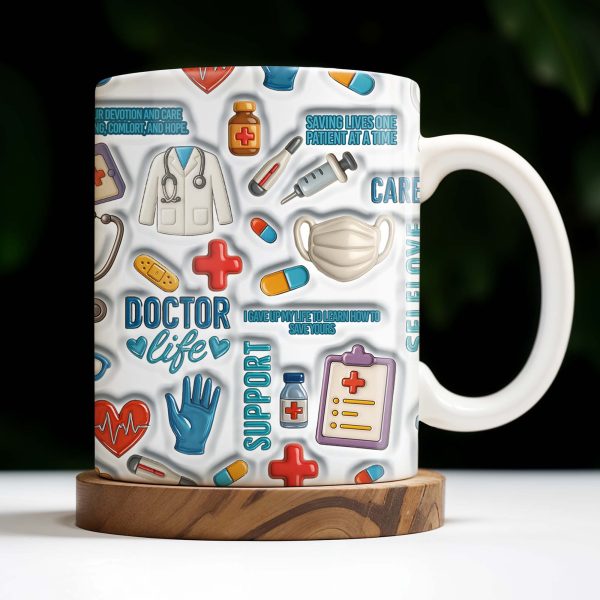 Devotion And Care, Comfort And Hope, Medical Icons - Personalized Custom Coffee Mug - DOC029_MG Devotion And Care, Comfort And Hope, Medical Icons - Personalized Custom Coffee Mug - DOC029_MG