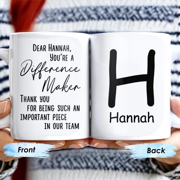 Difference Maker Appreciation Mug With Monogram - Personalized Custom Coffee Mug - COL085_MG