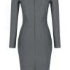 Diva Notch Scoop Neck Long Sleeve Bandage Bodycon Mini Dress - Gray Diva Notch Scoop Neck Long Sleeve Bandage Bodycon Mini Dress - Gray