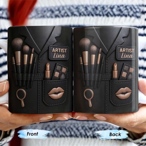 Dive Into The Art World, Makeup Brushes, Lipstick and Eye Shadow Palette - Personalized Custom Coffee Mug - FAM341_MG