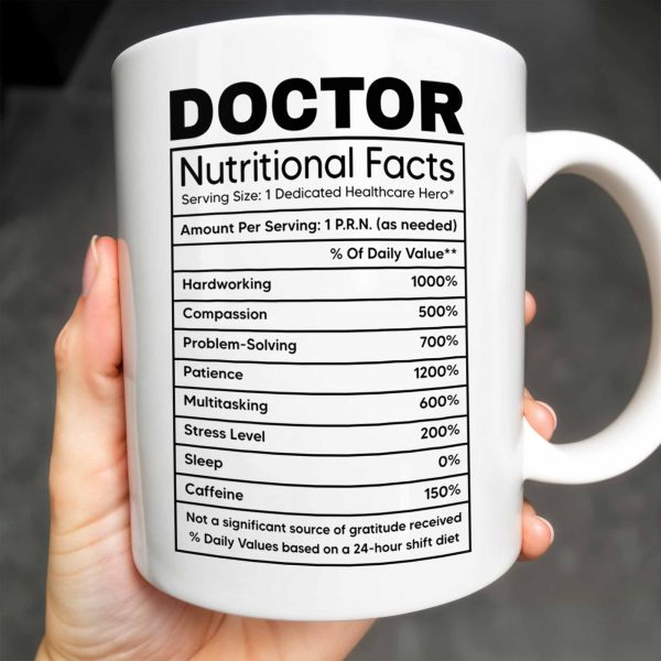 Doctor Nutritional Facts, Hardworking, Compassion, Problem-Solving, Medical Coat and Stethoscope - Personalized Custom Coffee Mug - DOC009_MG Doctor Nutritional Facts, Hardworking, Compassion, Problem-Solving, Medical Coat and Stethoscope - Personalized Custom Coffee Mug - DOC009_MG