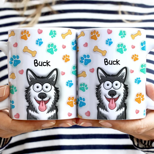 Dog Cat 3D Effect - 3D Inflated Effect Printed Mug, Personalized White Edge-to-Edge Mug Dog Cat 3D Effect - 3D Inflated Effect Printed Mug, Personalized White Edge-to-Edge Mug