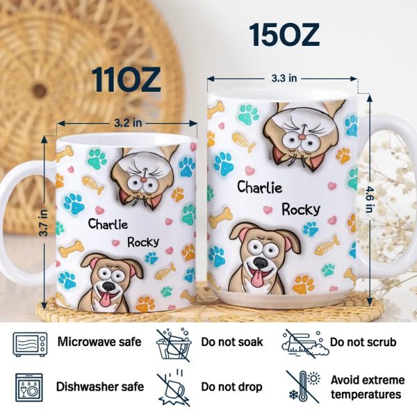 Dog Cat 3D Effect - 3D Inflated Effect Printed Mug, Personalized White Edge-to-Edge Mug Dog Cat 3D Effect - 3D Inflated Effect Printed Mug, Personalized White Edge-to-Edge Mug