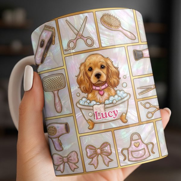 Dog Groomer, Cute Puppy In Bathtub With Scissors - Personalized Custom Coffee Mug - JBS126_MG Dog Groomer, Cute Puppy In Bathtub With Scissors - Personalized Custom Coffee Mug - JBS126_MG