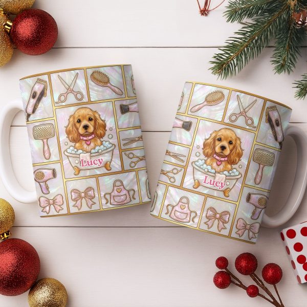 Dog Groomer, Cute Puppy In Bathtub With Scissors - Personalized Custom Coffee Mug - JBS126_MG Dog Groomer, Cute Puppy In Bathtub With Scissors - Personalized Custom Coffee Mug - JBS126_MG