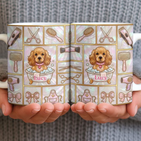 Dog Groomer, Cute Puppy In Bathtub With Scissors - Personalized Custom Coffee Mug - JBS126_MG Dog Groomer, Cute Puppy In Bathtub With Scissors - Personalized Custom Coffee Mug - JBS126_MG